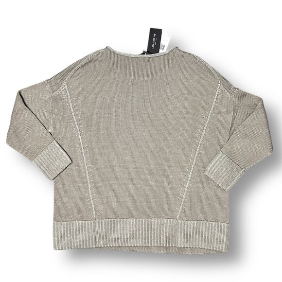 Lafayette 148 Jute Dove Cotton Silk Sweater Boxy Knit Academia Minimalist Sz L - Picture 8 of 13